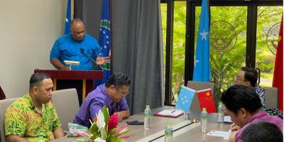 Secretary Elieisar & Ambassador Huang Sign Transfer Documents for the Hapilmohol-2; China Generously Donates Passenger-Cargo Ship to Serve Yap State